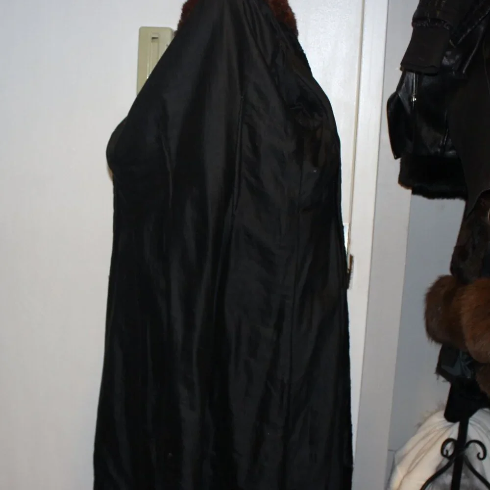 Vintage Penny Lane Geometric Velvet Belted Jacket Coat Real Mink Collar & Cuffs - Picture 11 of 13